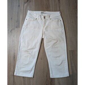 Levi's Capri Jeans Size 6 Straight Leg Off White Cream Stretch Flap Pockets